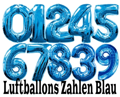 Luftballons Zahlen Blau