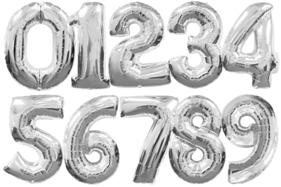 Luftballons Zahlen Silber